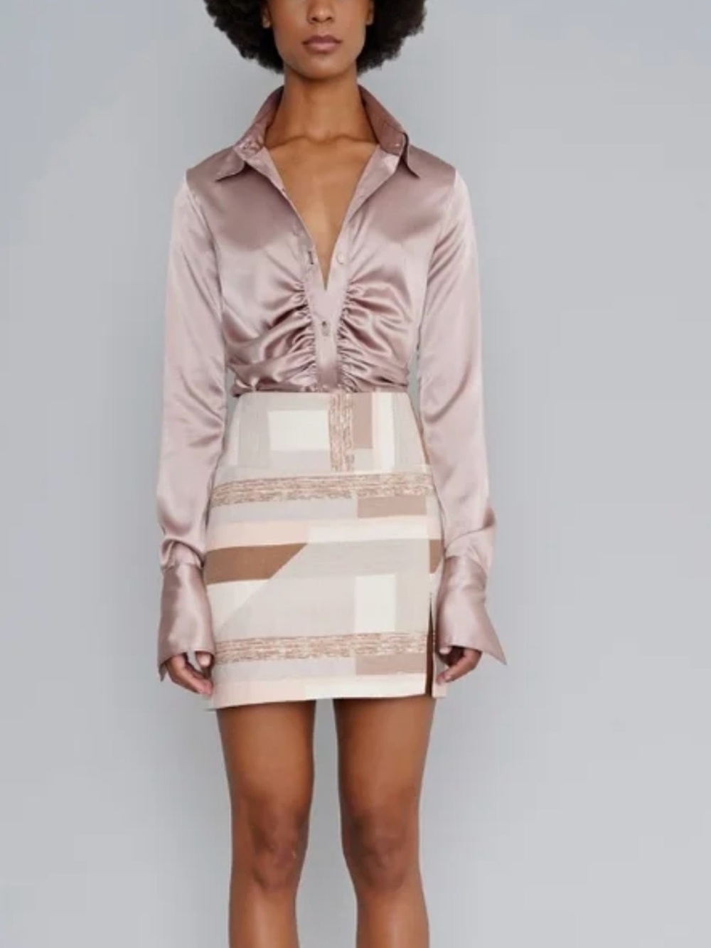 LE SUPERBE Mr. Styles Shirt in Nude NWOT